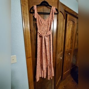 J Crew Spring/Summer Floral Ruffle Hem Midi Dress, Size 2